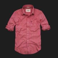 heren abercrombie fitch gestreept lang overhemd moose logo date rood Best Verkopende o1mxd875